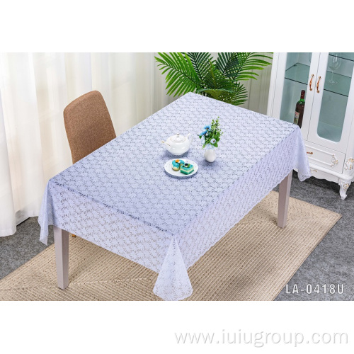 Customized white lace table cloth PVC Material